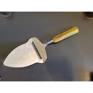 Vintage Vaughan Stainless Steel Cheese Slicer/Server - Green Handle -Made in USA